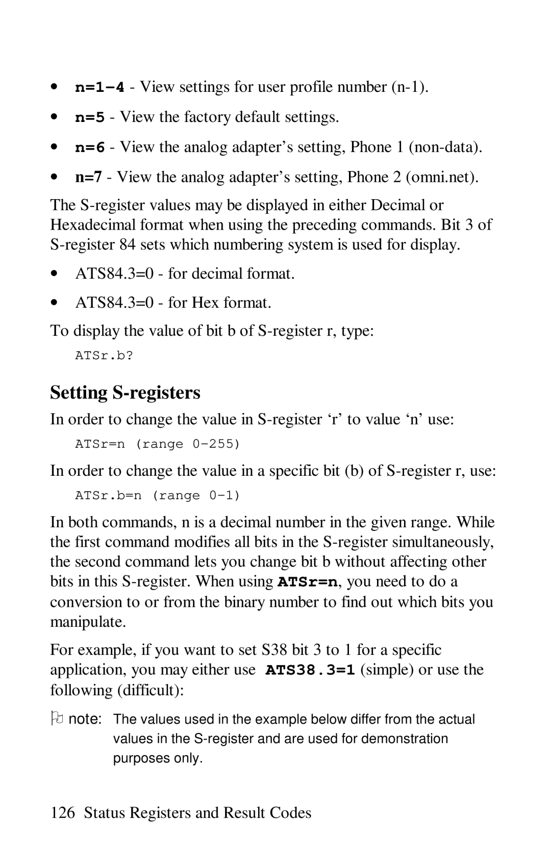 ZyXEL Communications omni series user manual Setting S-registers 