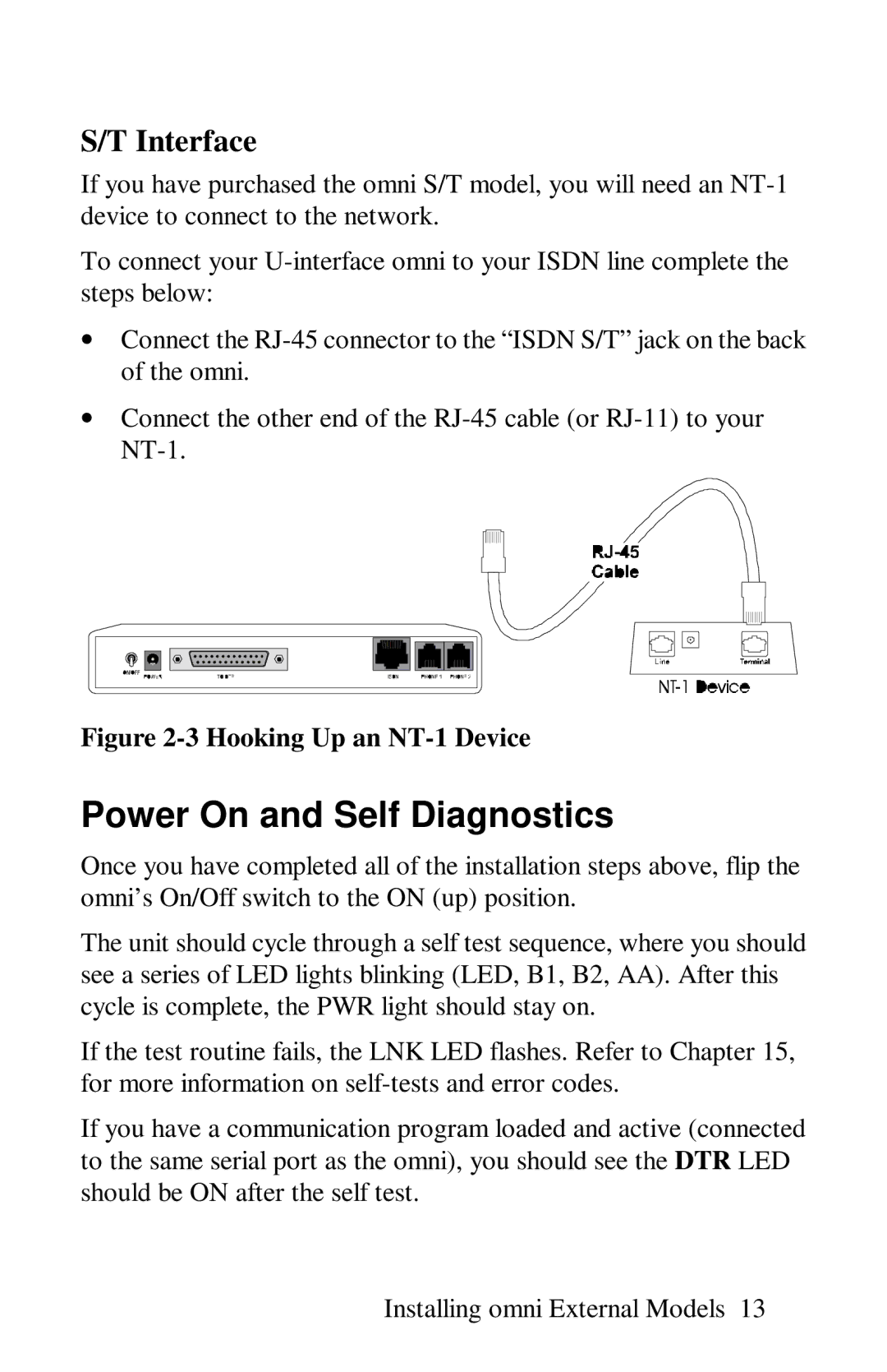 ZyXEL Communications omni series user manual Power On and Self Diagnostics, Interface 