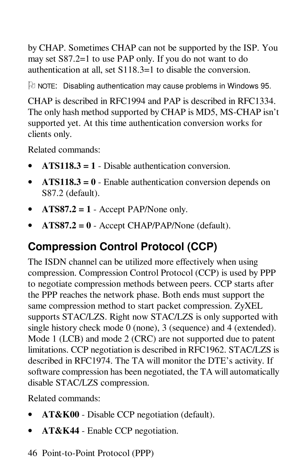 ZyXEL Communications omni series user manual Compression Control Protocol CCP 