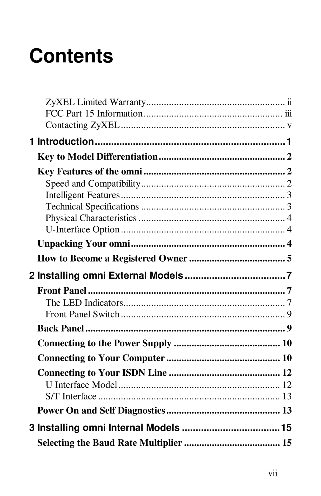 ZyXEL Communications omni series user manual Contents 