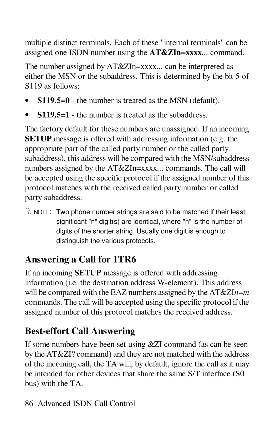 ZyXEL Communications omni series user manual Answering a Call for 1TR6, Best-effort Call Answering 