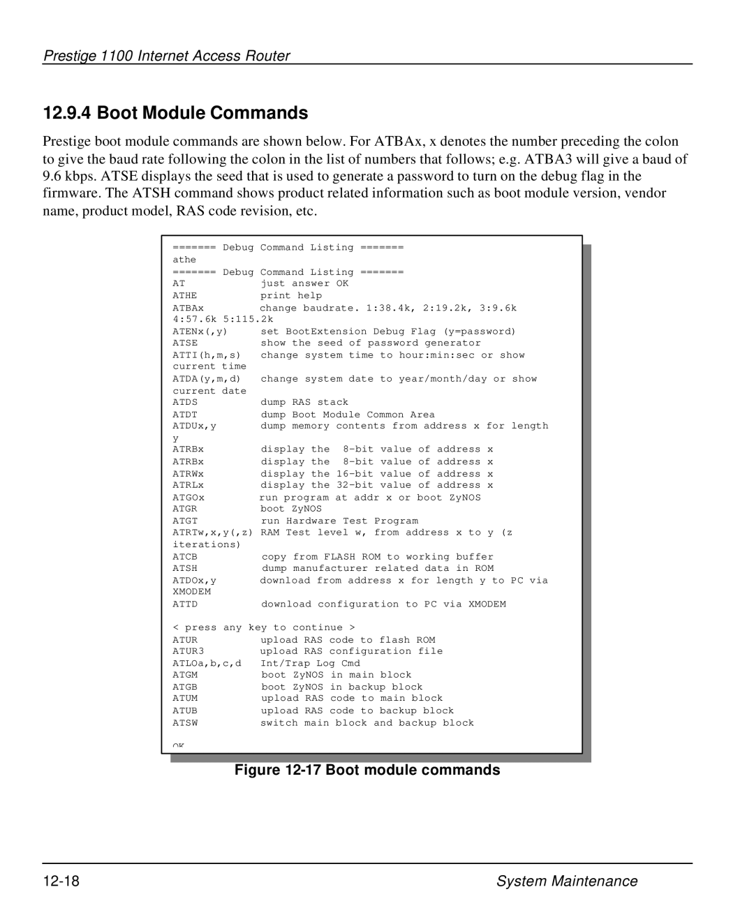 ZyXEL Communications P-1100 manual Boot Module Commands, Boot module commands 