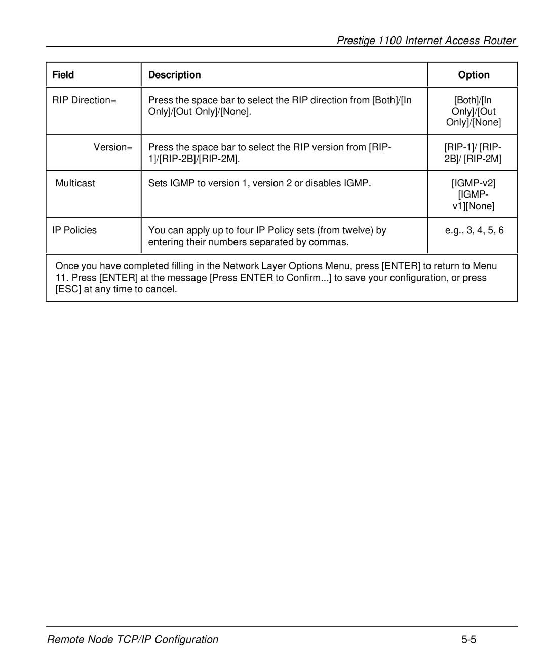 ZyXEL Communications P-1100 manual Igmp 