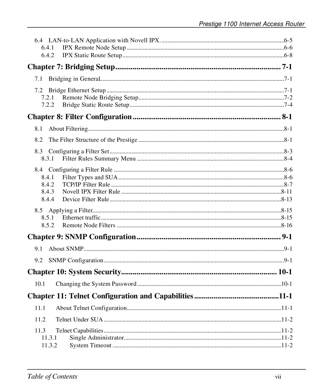 ZyXEL Communications P-1100 manual 10-1 