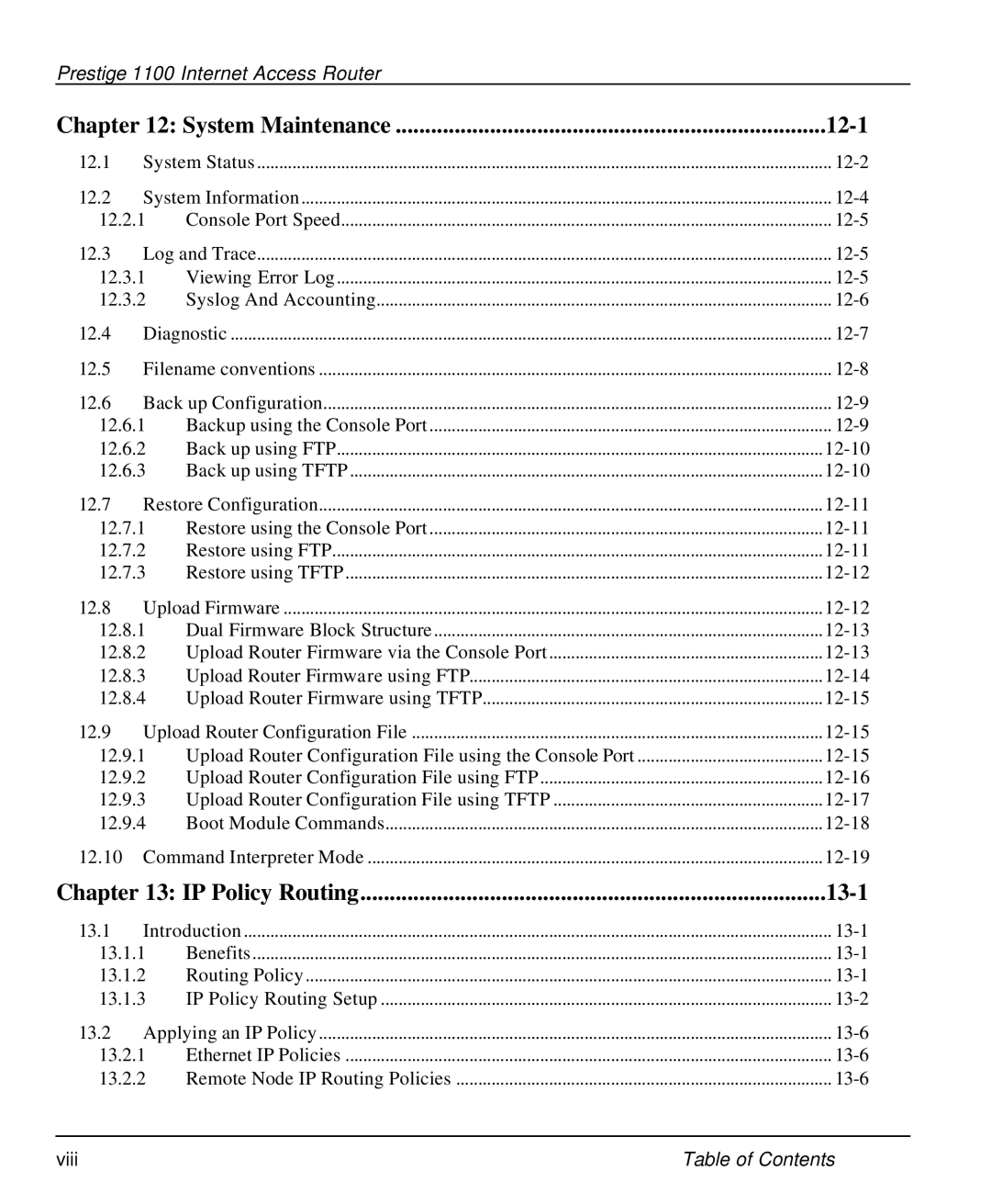 ZyXEL Communications P-1100 manual System Maintenance 12-1 