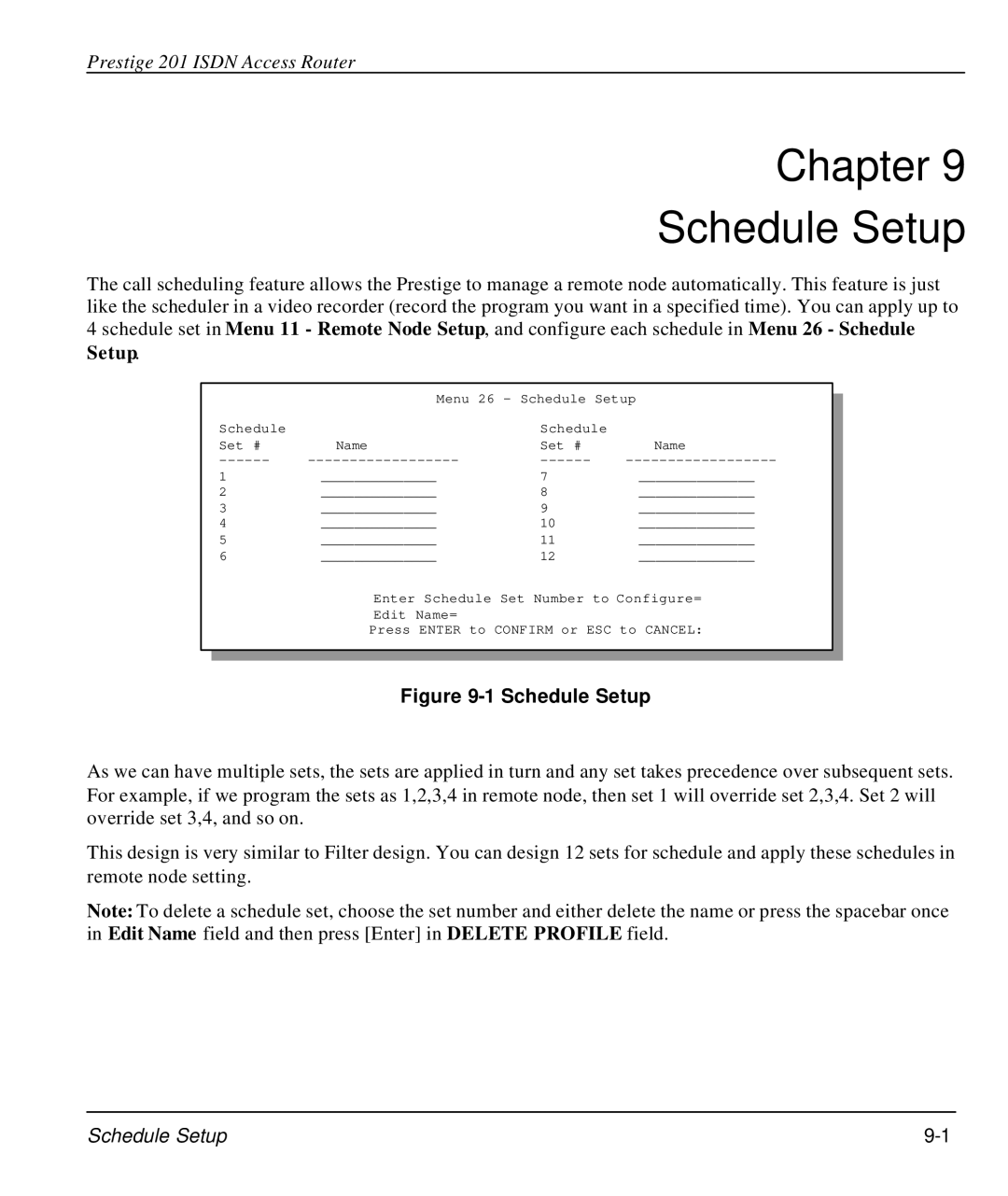 ZyXEL Communications P-202 manual Chapter Schedule Setup 