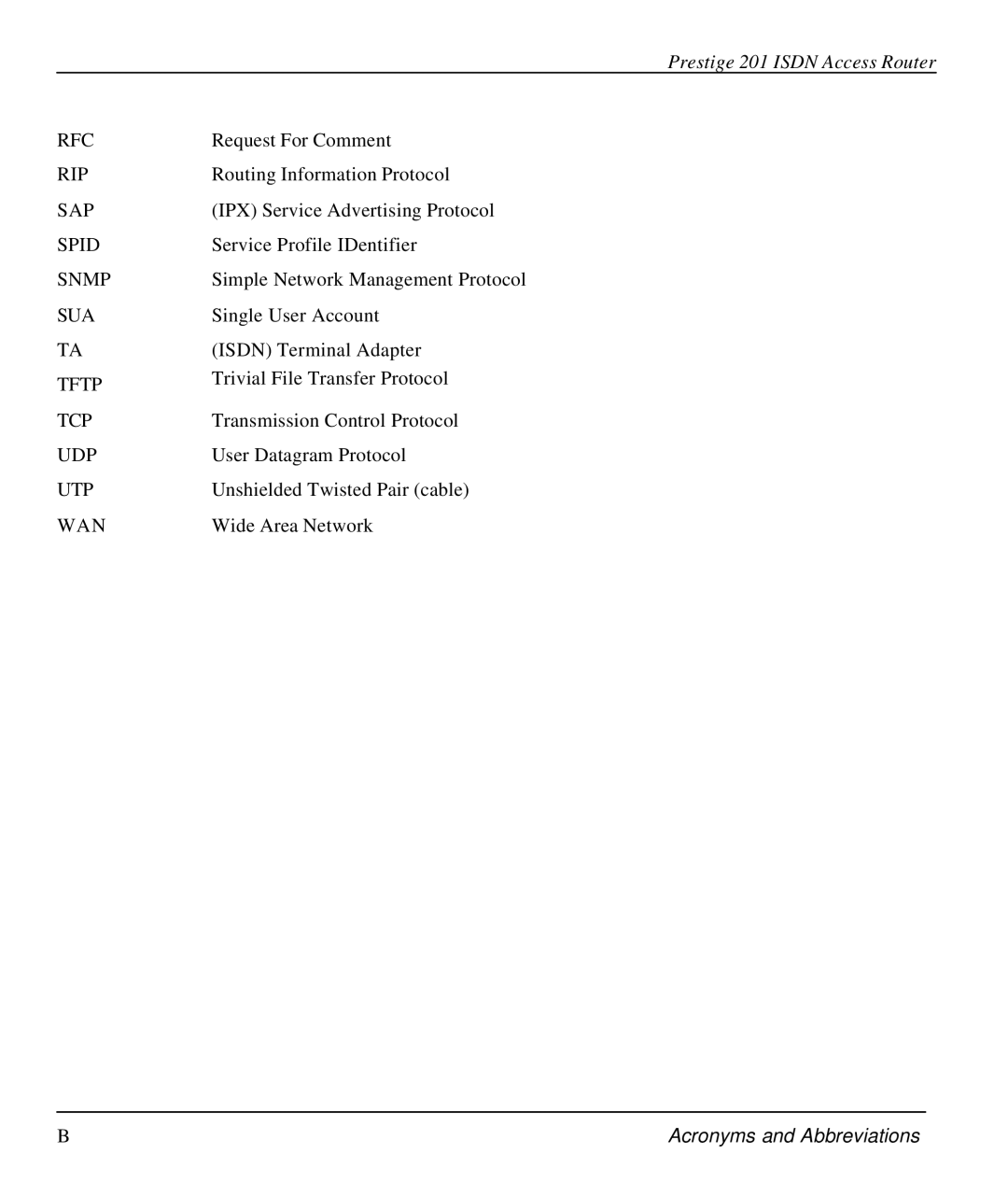 ZyXEL Communications P-202 manual Rfc 