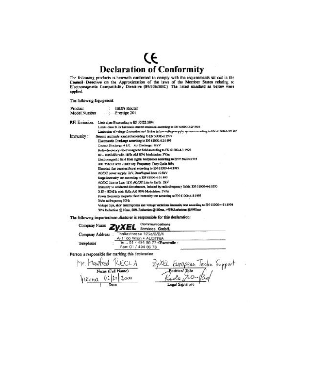 ZyXEL Communications P-202 manual 