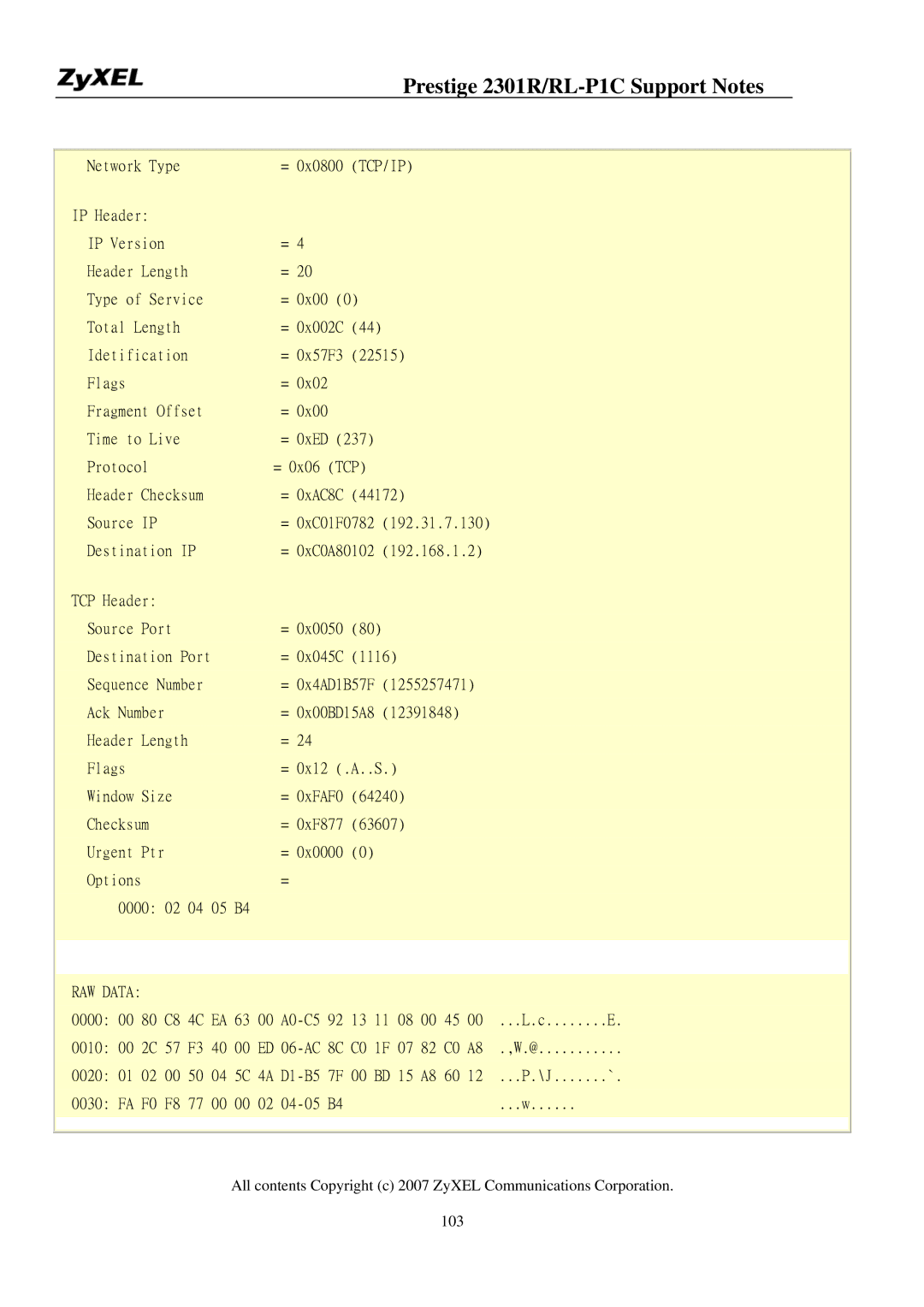 ZyXEL Communications P-2301R/RL-P1C manual Tcp/Ip 