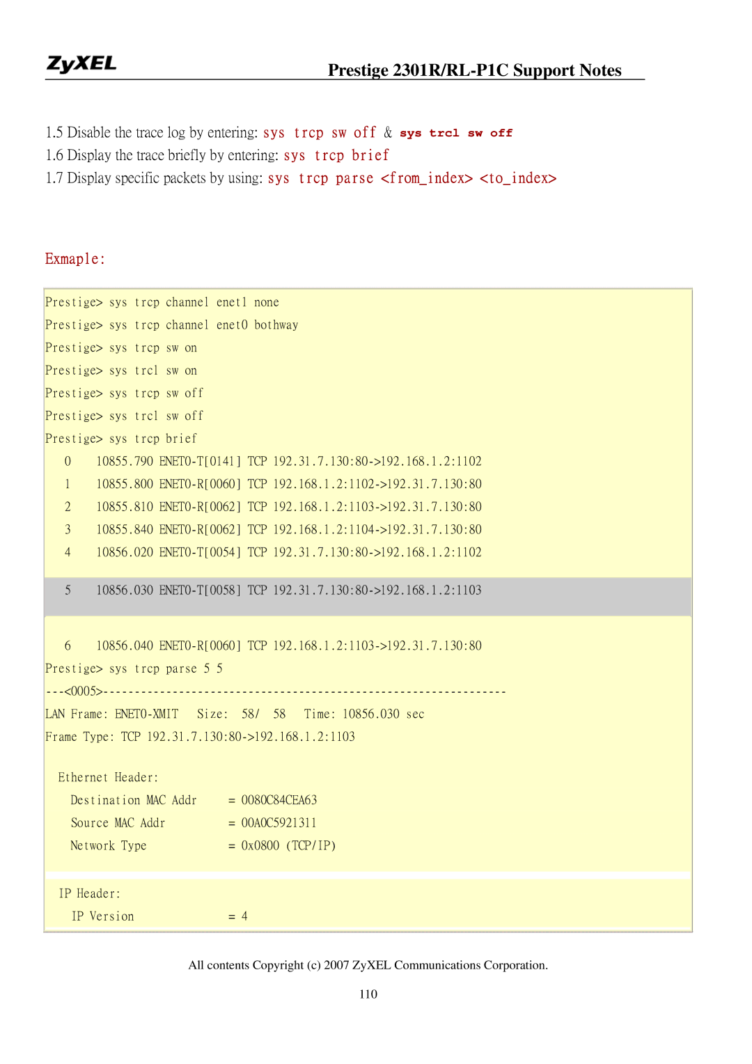 ZyXEL Communications P-2301R/RL-P1C manual 0005 