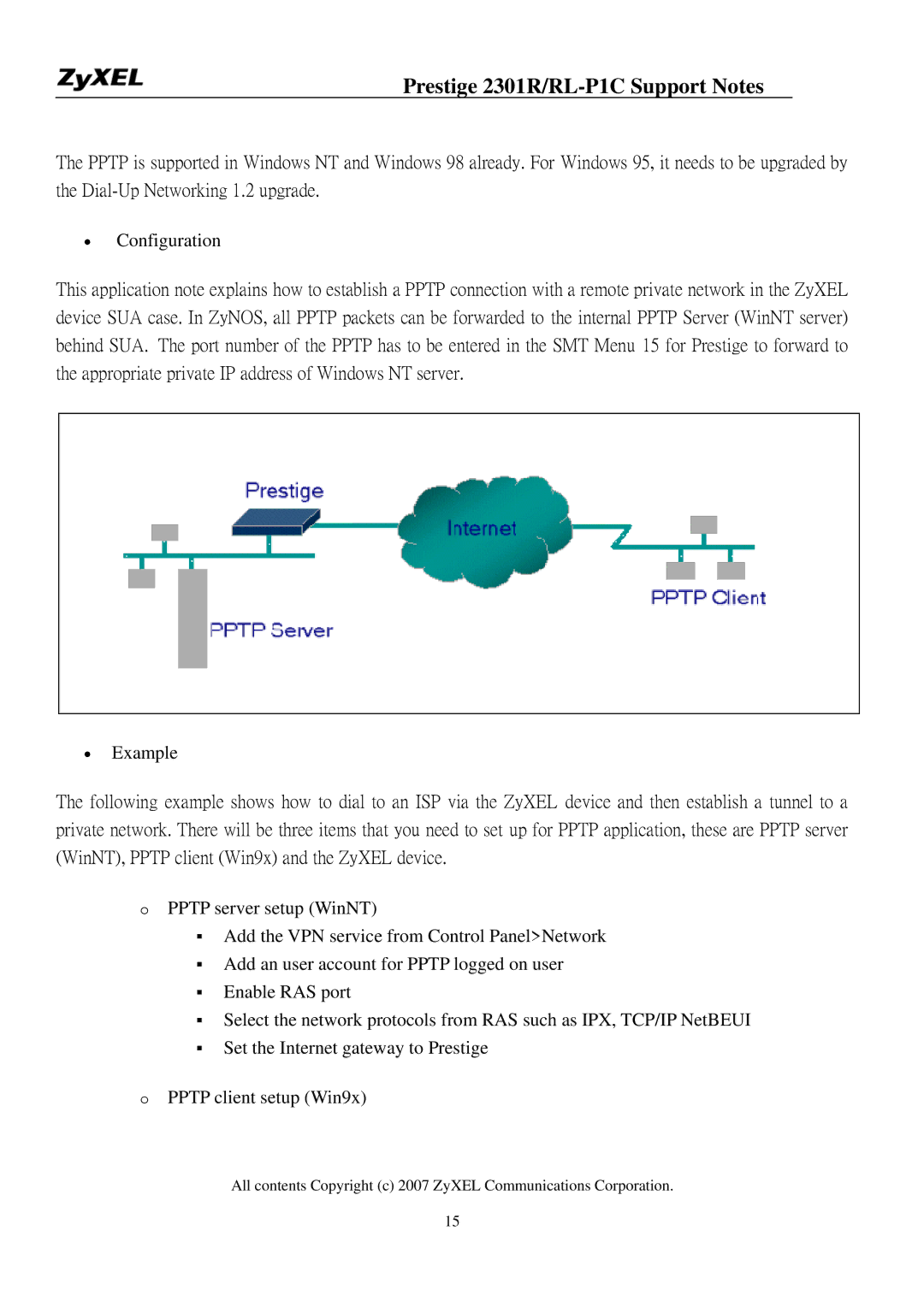 ZyXEL Communications P-2301R/RL-P1C manual Example 