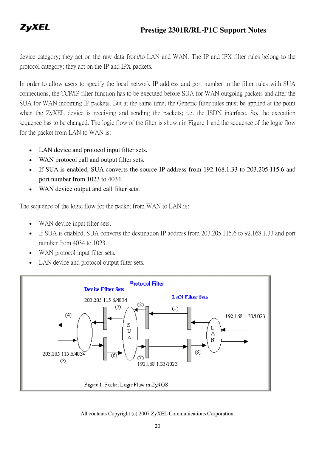 ZyXEL Communications P-2301R/RL-P1C manual Prestige 2301R/RL-P1C Support Notes 