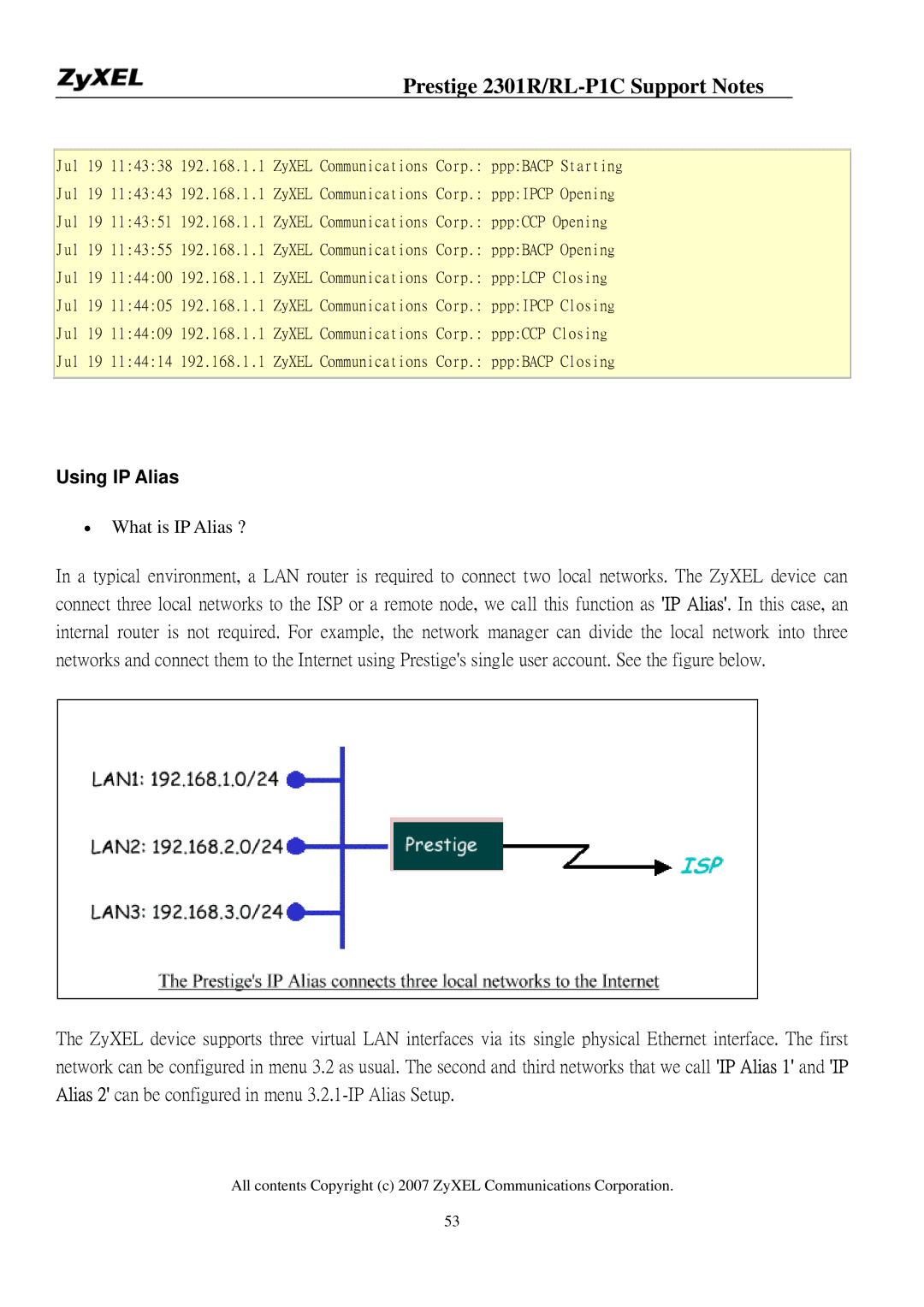 ZyXEL Communications P-2301R/RL-P1C manual Using IP Alias, What is IP Alias ? 