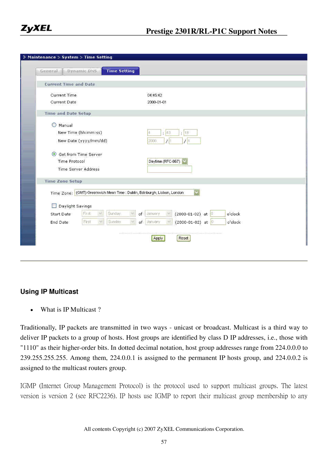 ZyXEL Communications P-2301R/RL-P1C manual Using IP Multicast 