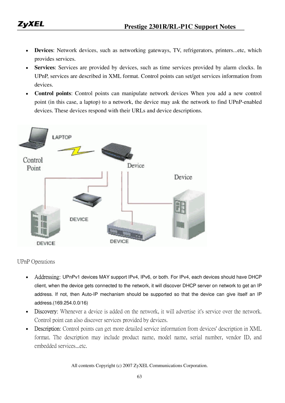 ZyXEL Communications P-2301R/RL-P1C manual UPnP Operations 