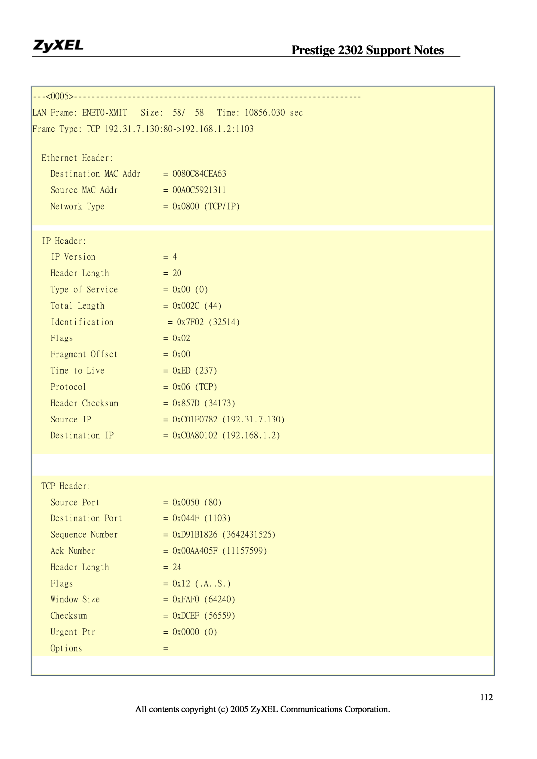 ZyXEL Communications P-2302HW Prestige 2302 Support Notes, All contents copyright c 2005 ZyXEL Communications Corporation 