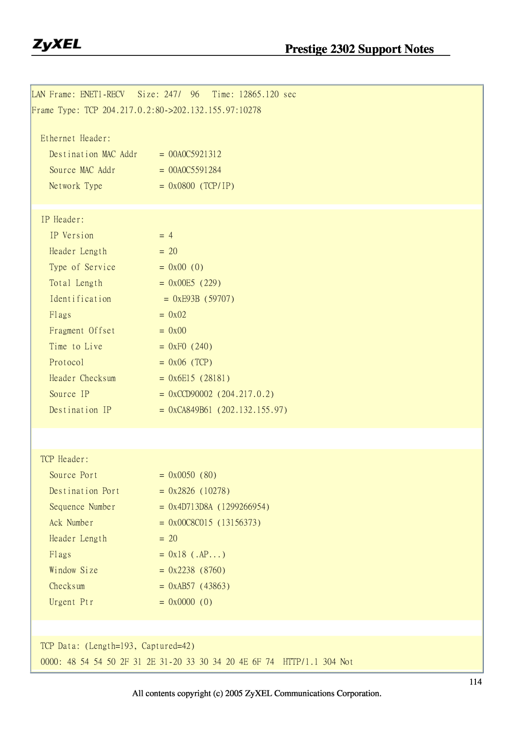 ZyXEL Communications P-2302HW Prestige 2302 Support Notes, All contents copyright c 2005 ZyXEL Communications Corporation 