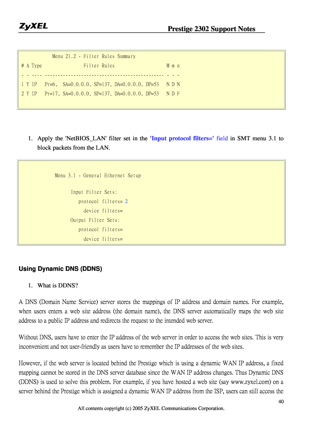 ZyXEL Communications P-2302HW manual Using Dynamic DNS DDNS, Prestige 2302 Support Notes, What is DDNS? 