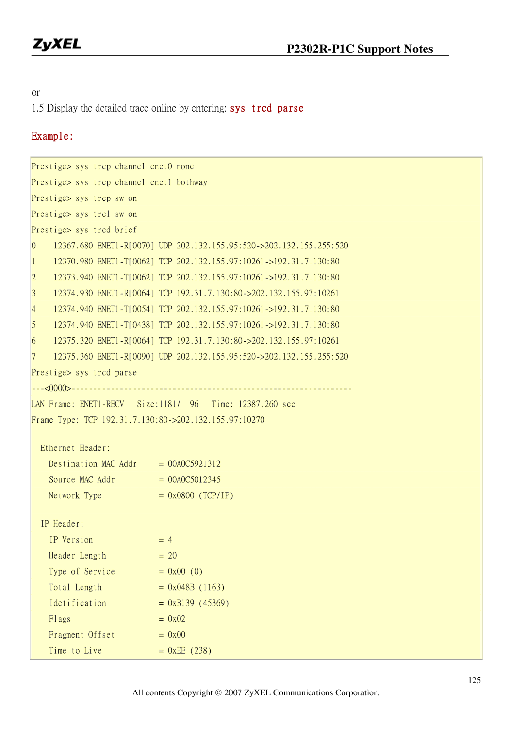 ZyXEL Communications P-2302R-P1C manual = 0xEE 