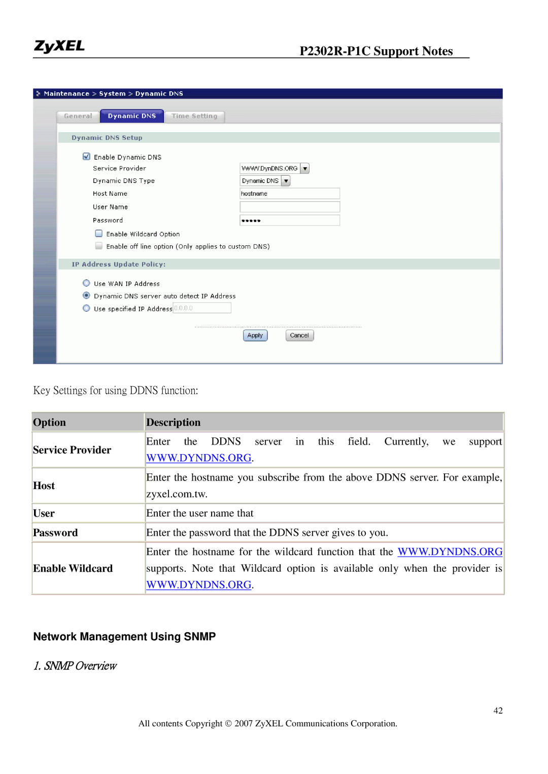 ZyXEL Communications P-2302R-P1C manual User Password Enable Wildcard, Network Management Using Snmp 