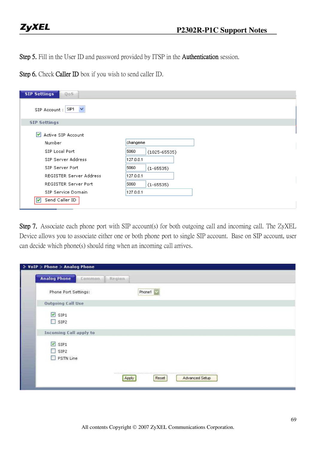 ZyXEL Communications P-2302R-P1C manual P2302R-P1C Support Notes 