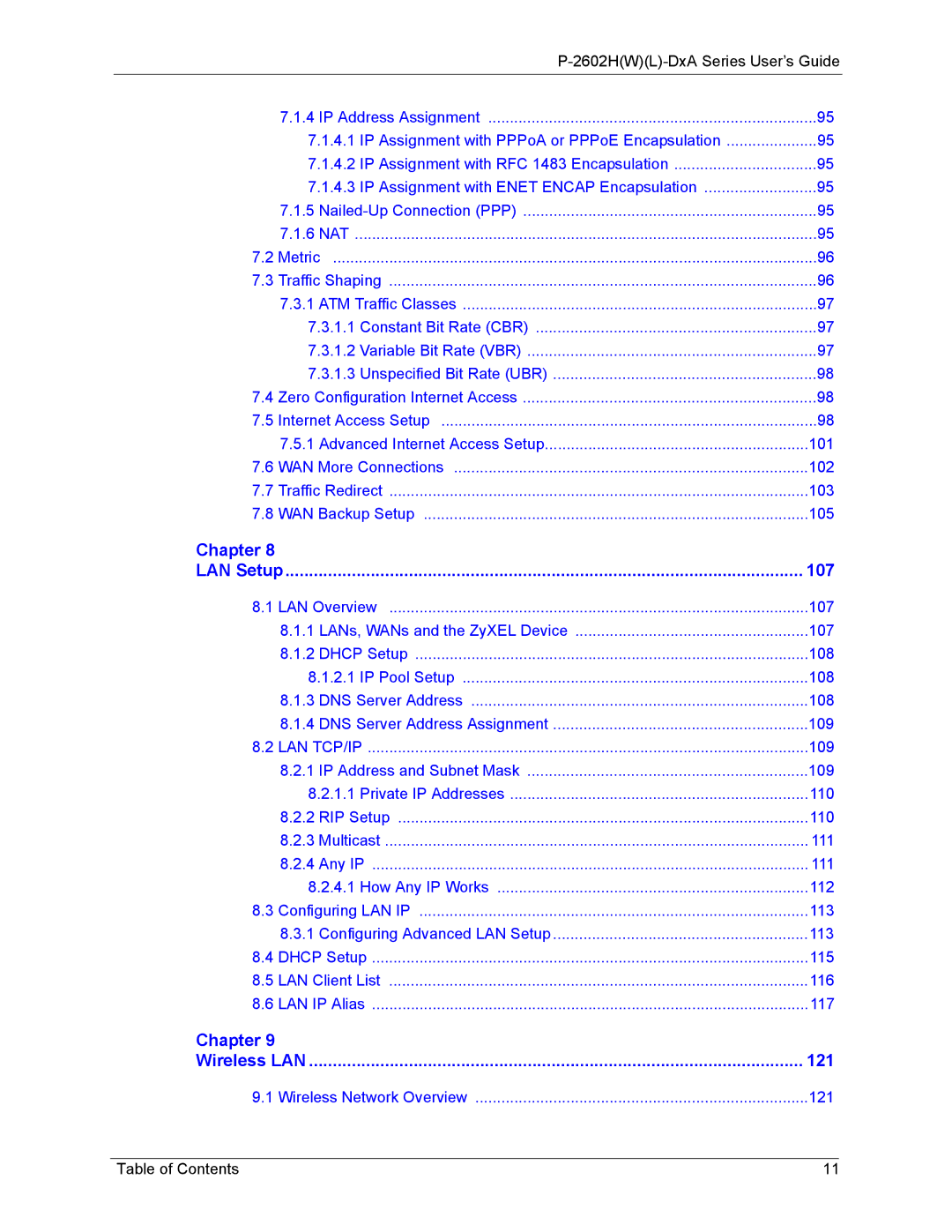 ZyXEL Communications P-2602 manual Chapter LAN Setup 107 