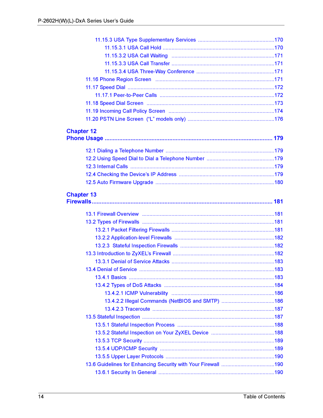 ZyXEL Communications P-2602 manual Chapter Phone Usage 179 