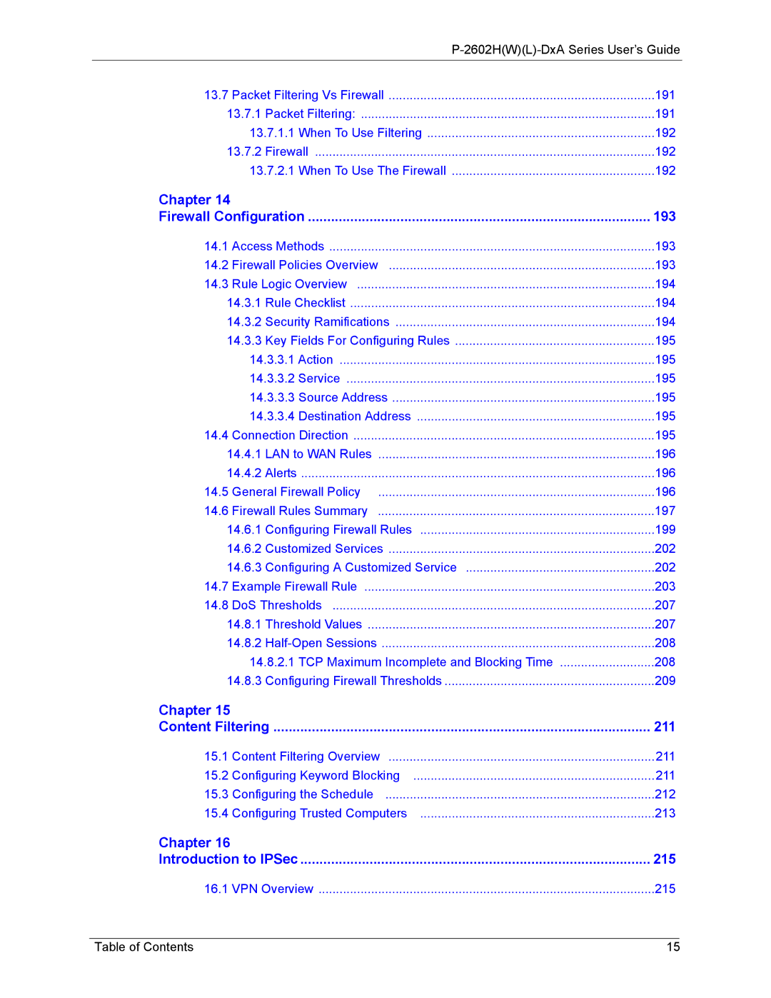 ZyXEL Communications P-2602 manual Chapter Firewall Configuration 193 