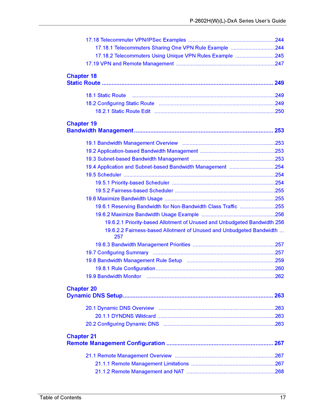 ZyXEL Communications P-2602 manual Chapter Static Route 249 