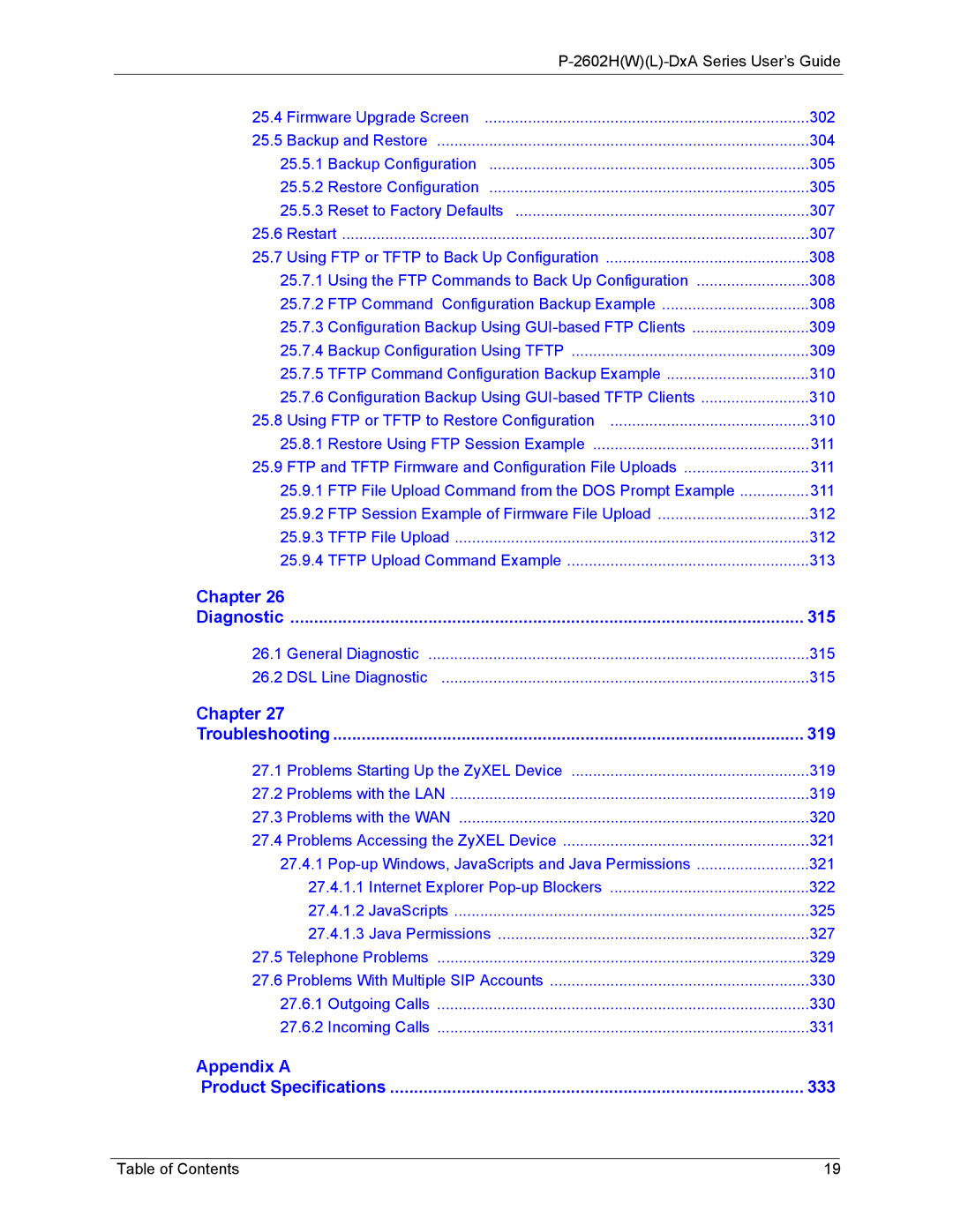 ZyXEL Communications P-2602 manual Chapter Diagnostic 315 