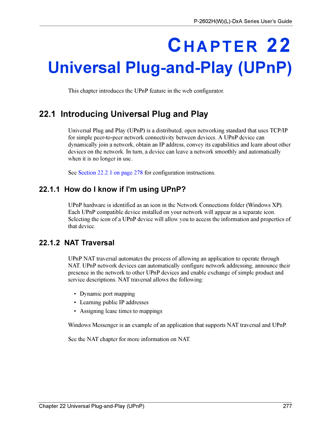 ZyXEL Communications P-2602 manual Universal Plug-and-Play UPnP, Introducing Universal Plug and Play, NAT Traversal 