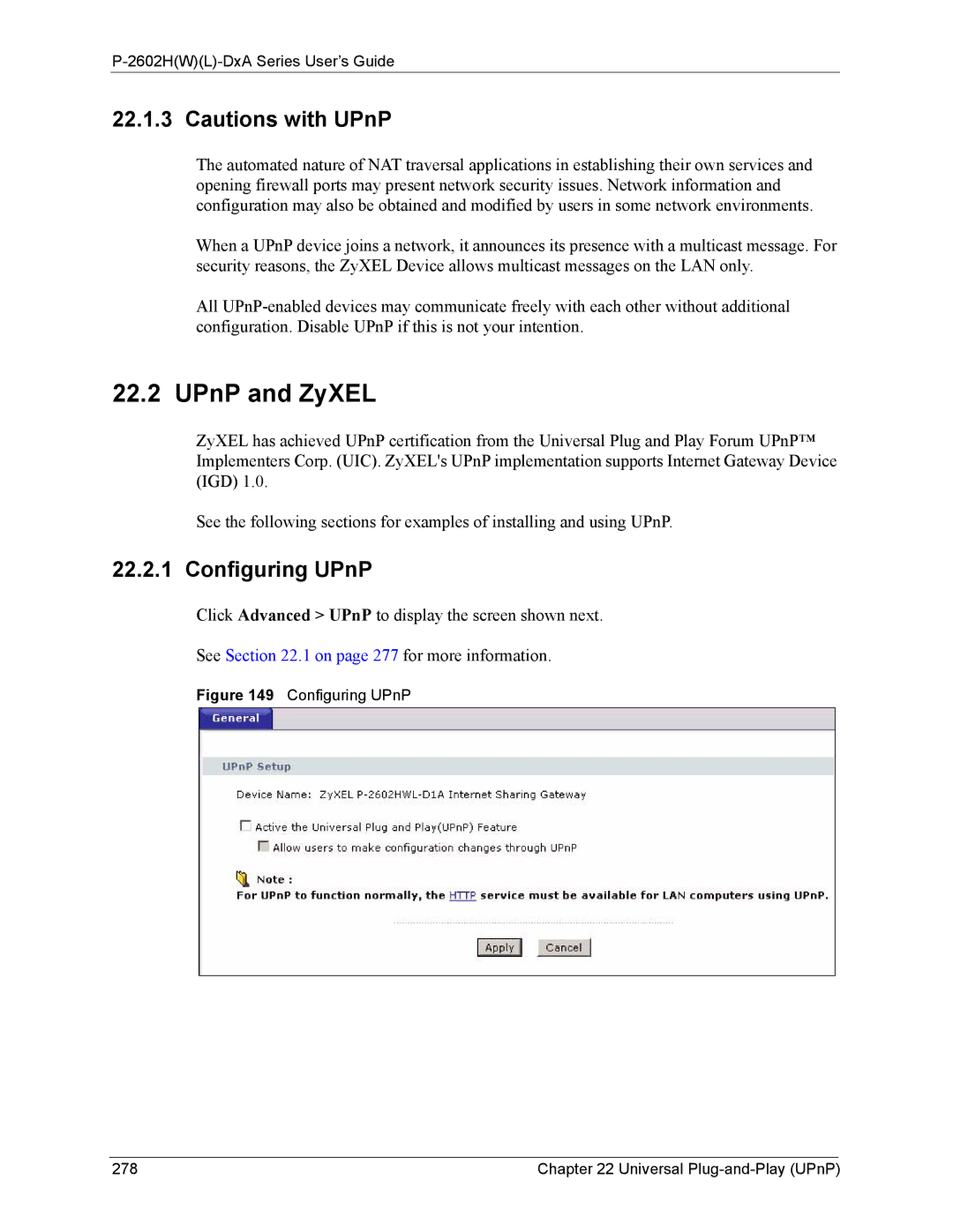 ZyXEL Communications P-2602 manual UPnP and ZyXEL, Configuring UPnP 