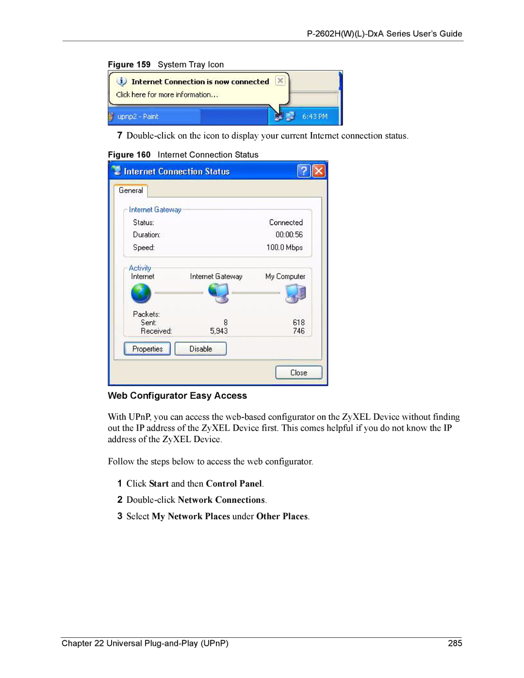 ZyXEL Communications P-2602 manual System Tray Icon, Internet Connection Status 