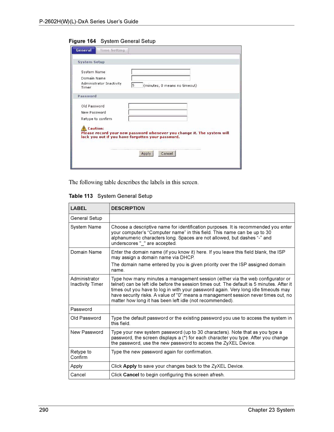 ZyXEL Communications P-2602 manual System General Setup 