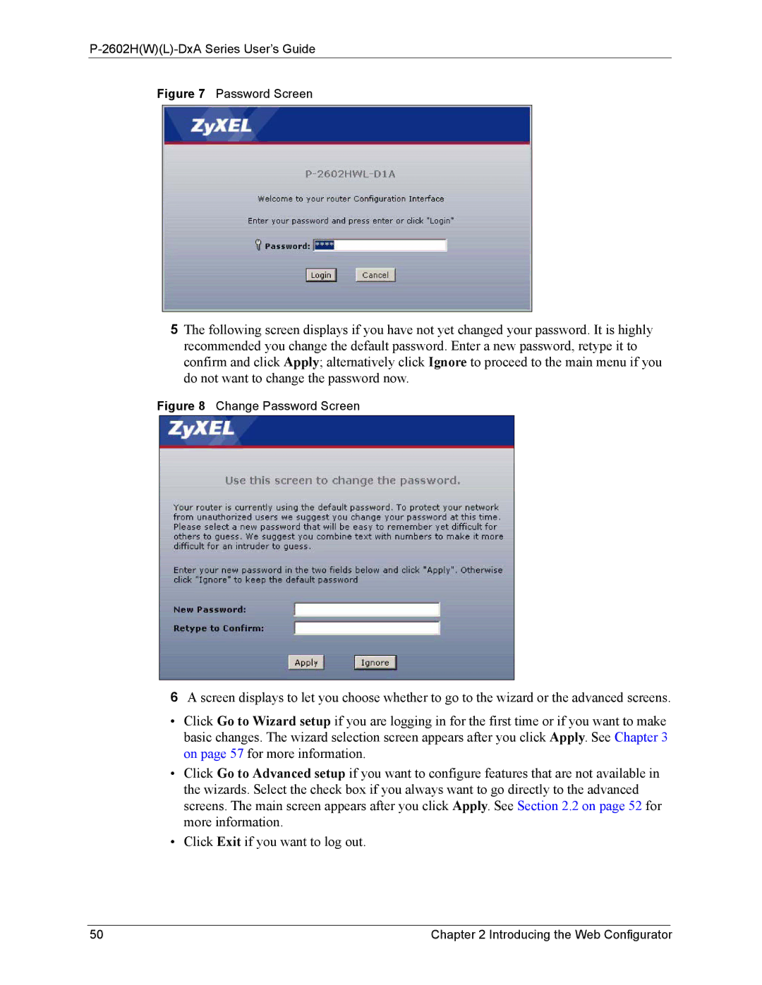 ZyXEL Communications P-2602 manual Password Screen 