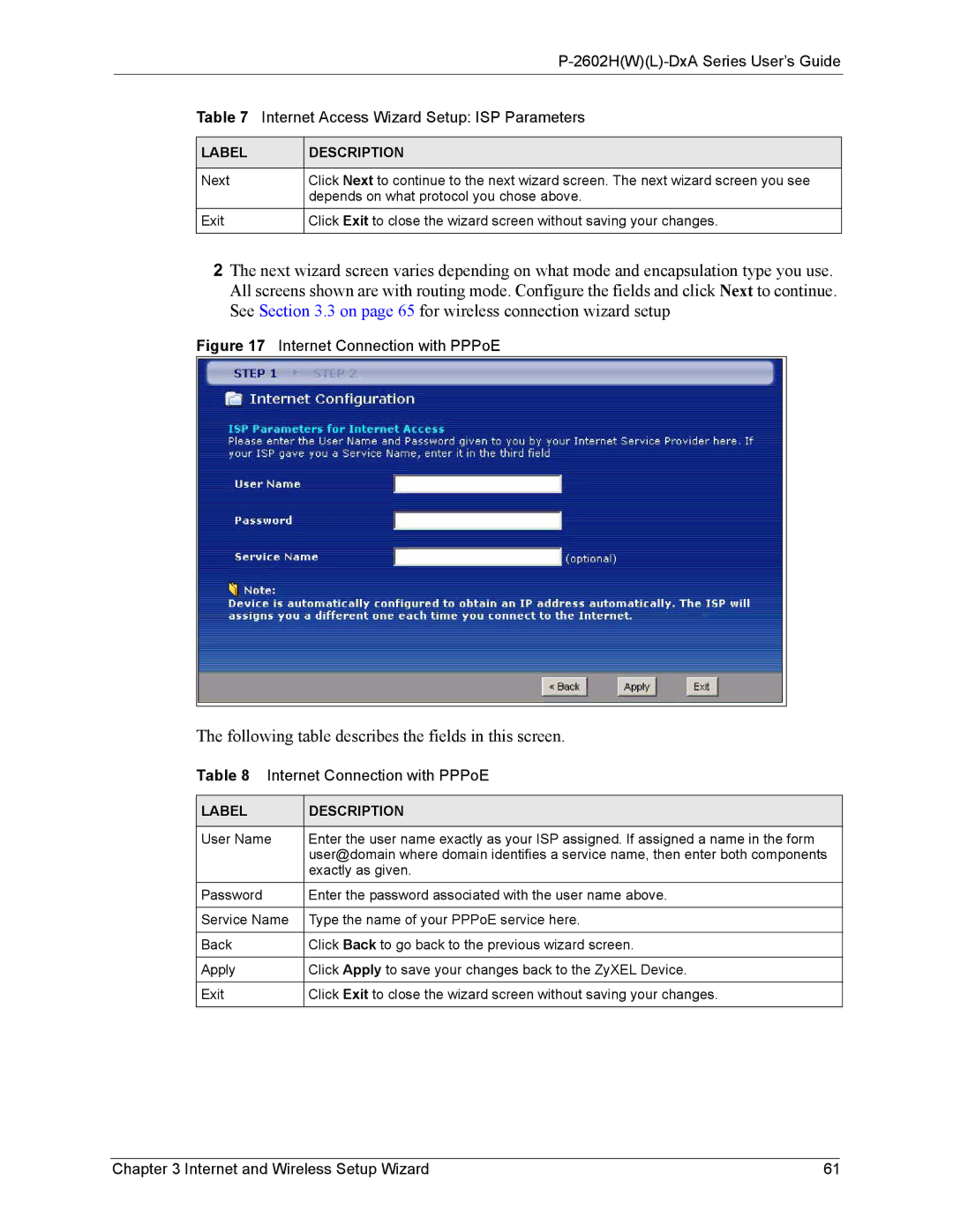 ZyXEL Communications P-2602 manual Internet Connection with PPPoE 