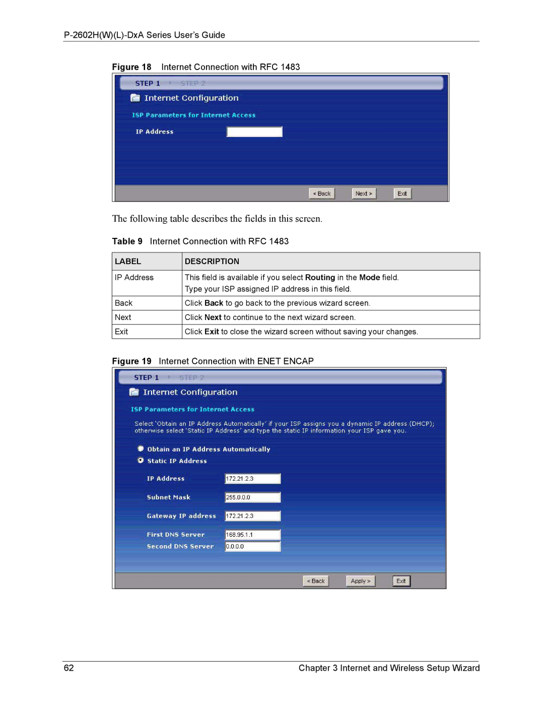 ZyXEL Communications P-2602 manual Internet Connection with RFC 