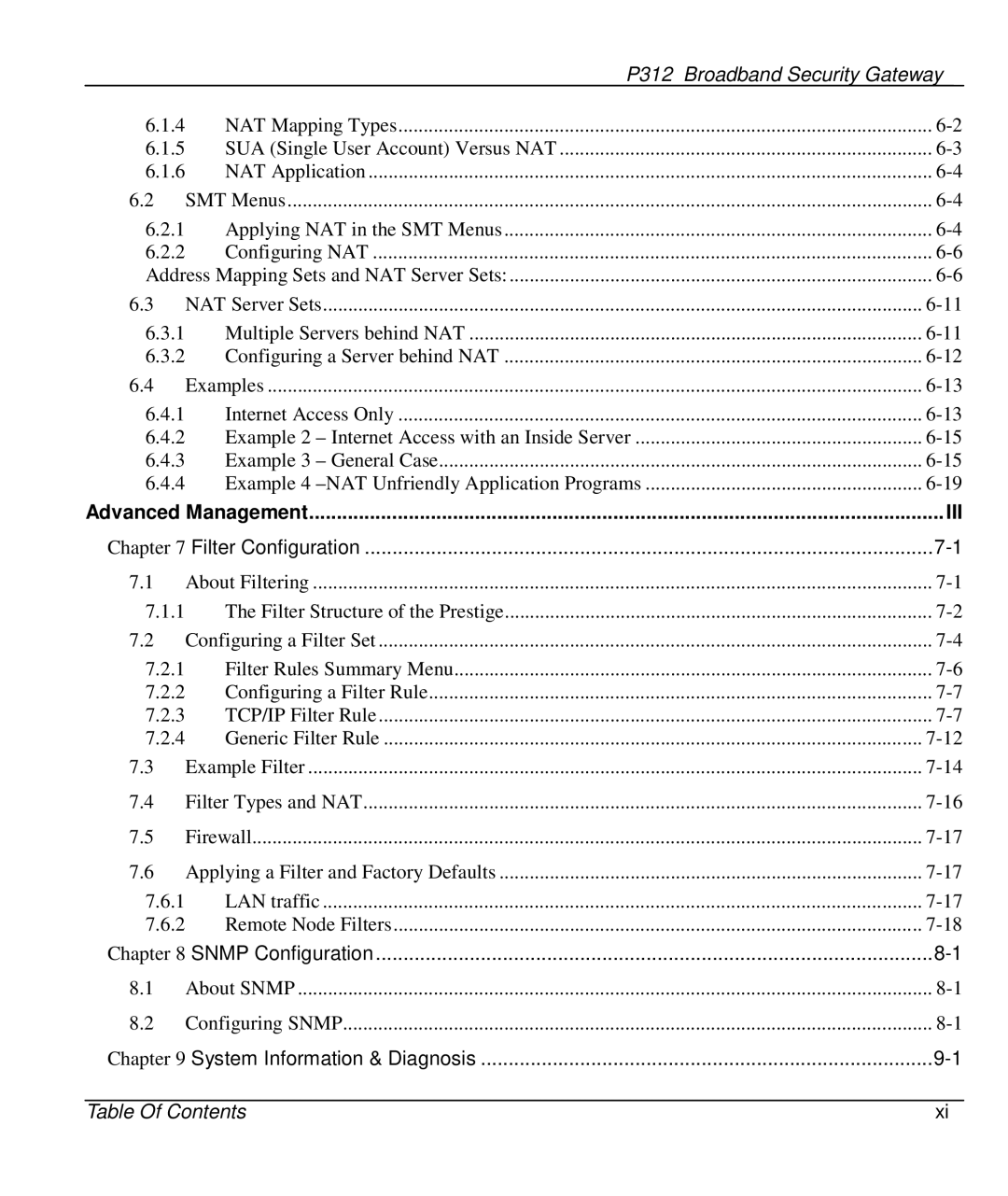 ZyXEL Communications P-312 manual Advanced Management 