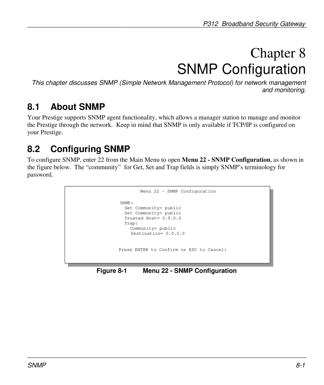 ZyXEL Communications P-312 manual Snmp Configuration, About Snmp, Configuring Snmp 