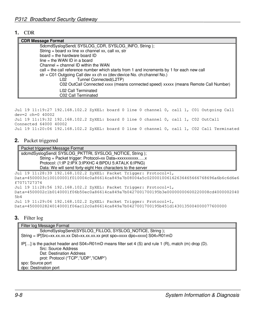 ZyXEL Communications P-312 manual Cdr 