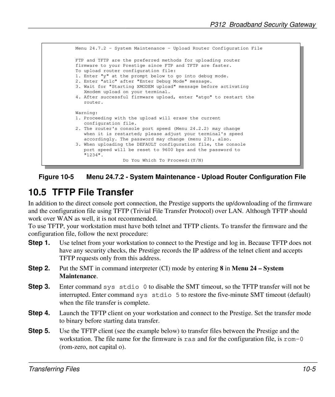 ZyXEL Communications P-312 manual Tftp File Transfer 