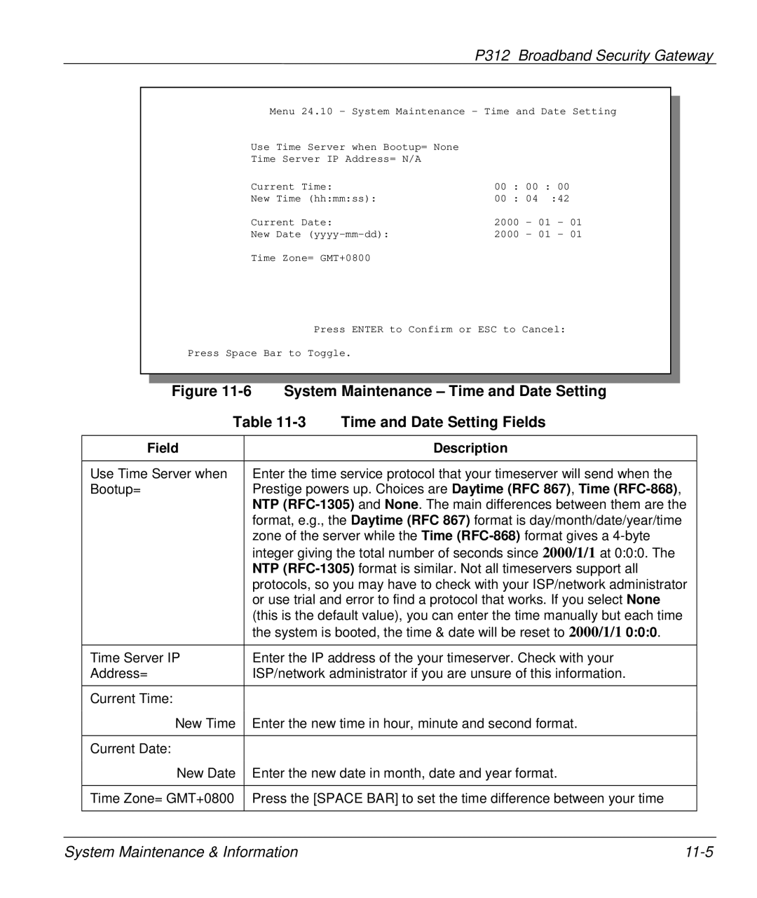 ZyXEL Communications P-312 manual System Maintenance & Information 11-5 