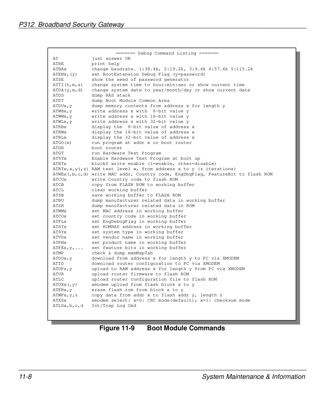 ZyXEL Communications P-312 manual Boot Module Commands 