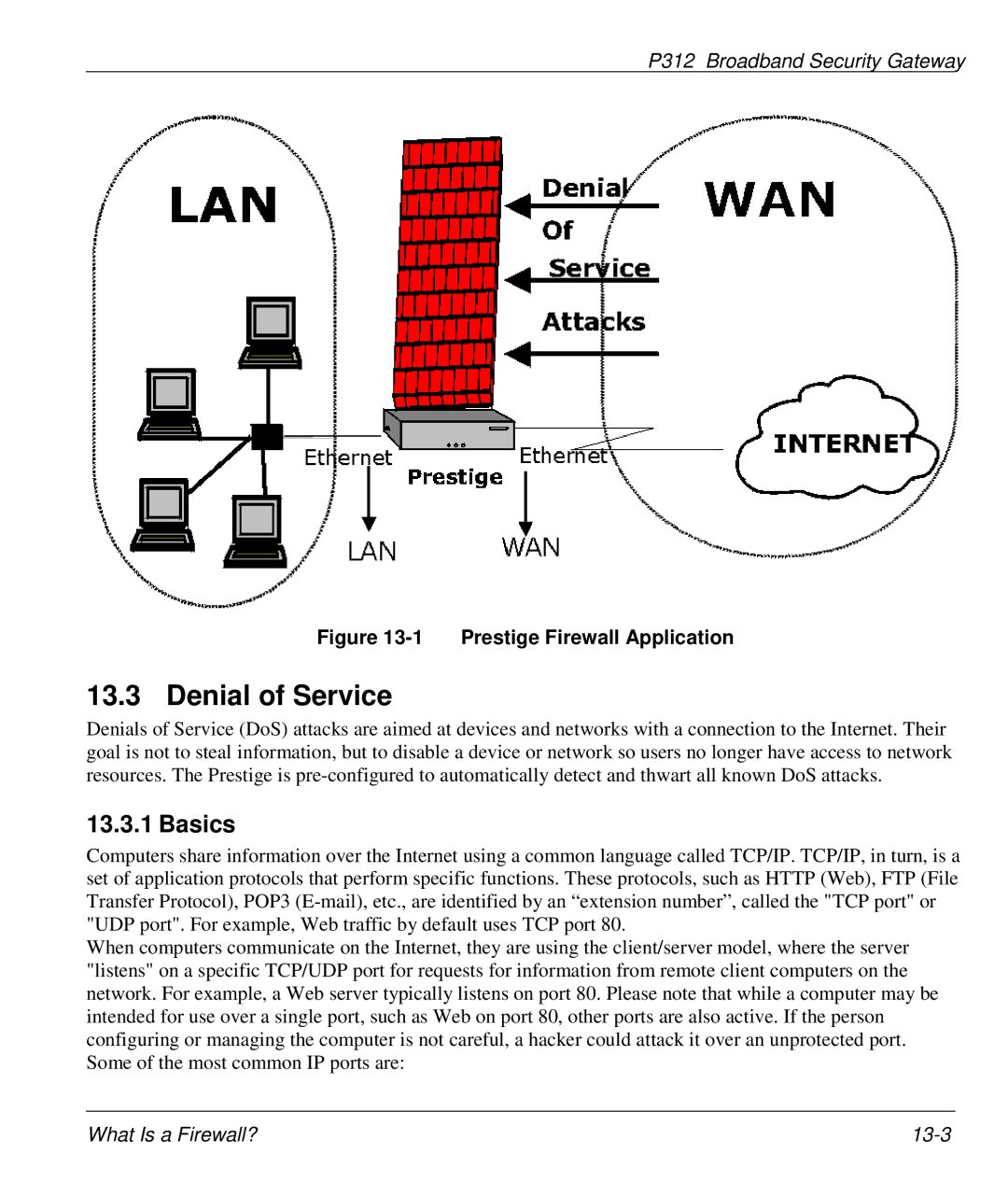 ZyXEL Communications P-312 manual Denial of Service, Basics 