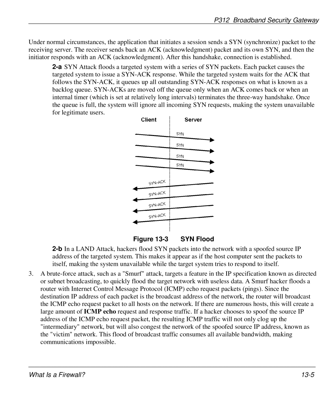 ZyXEL Communications P-312 manual SYN Flood 