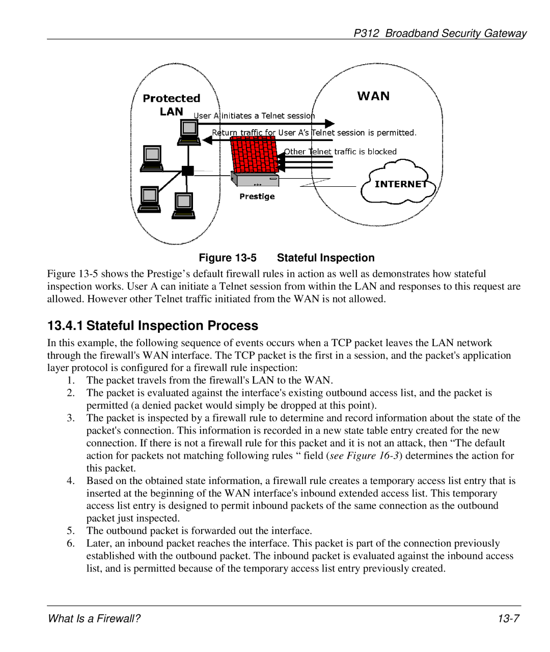 ZyXEL Communications P-312 manual Stateful Inspection Process 