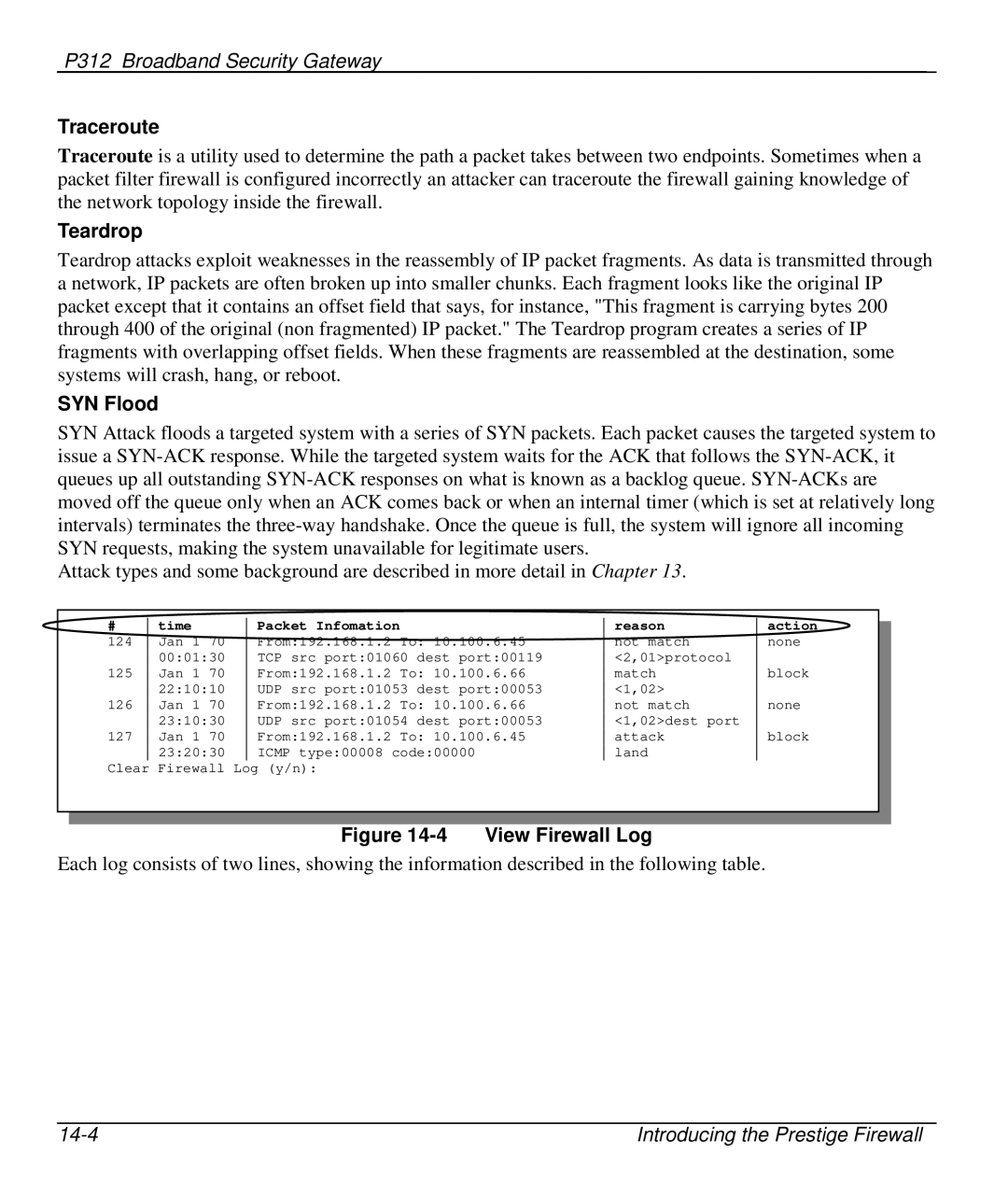 ZyXEL Communications P-312 manual Traceroute, Teardrop 