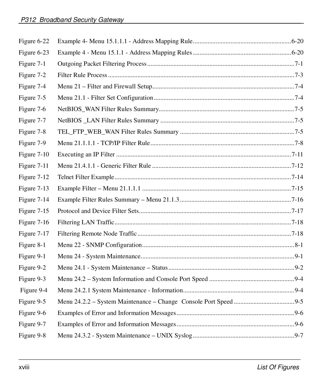 ZyXEL Communications P-312 manual Xviii 