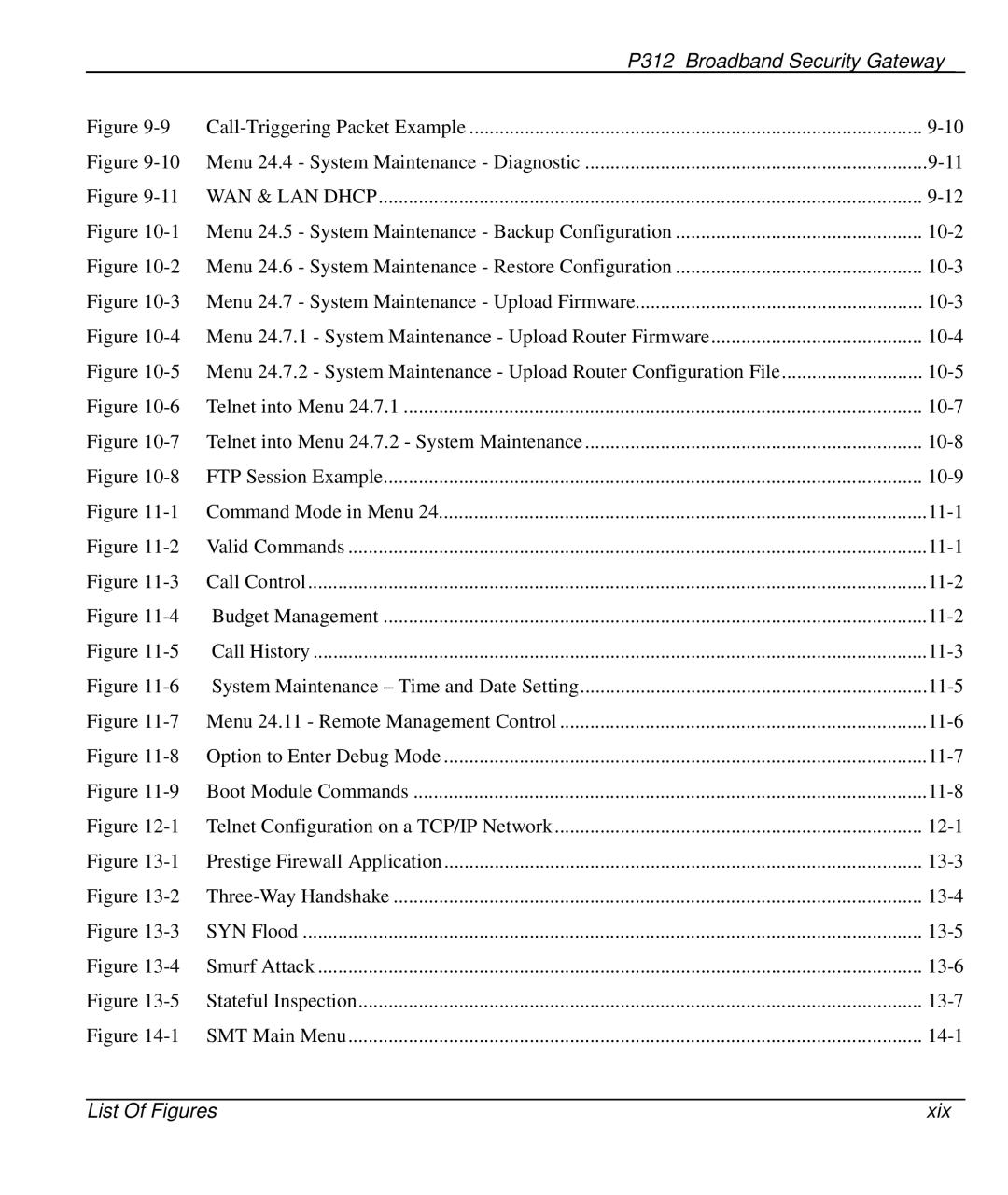 ZyXEL Communications P-312 manual List Of Figures Xix 