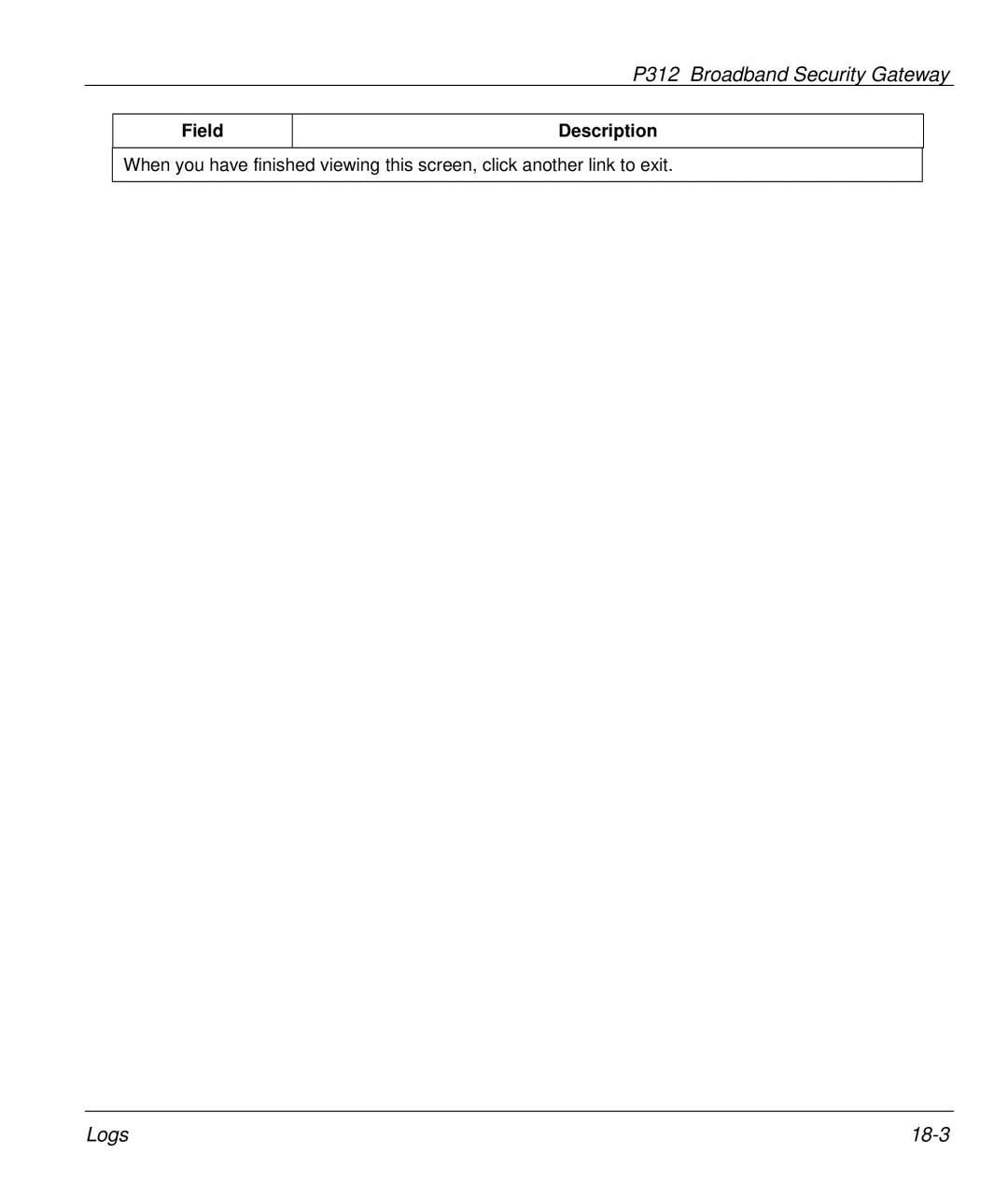 ZyXEL Communications P-312 manual Logs 18-3 